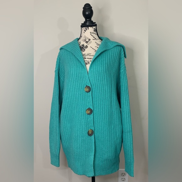 Free People Swim Too Deep Cardi Color Turquoise Size: XS - Picture 1 of 16